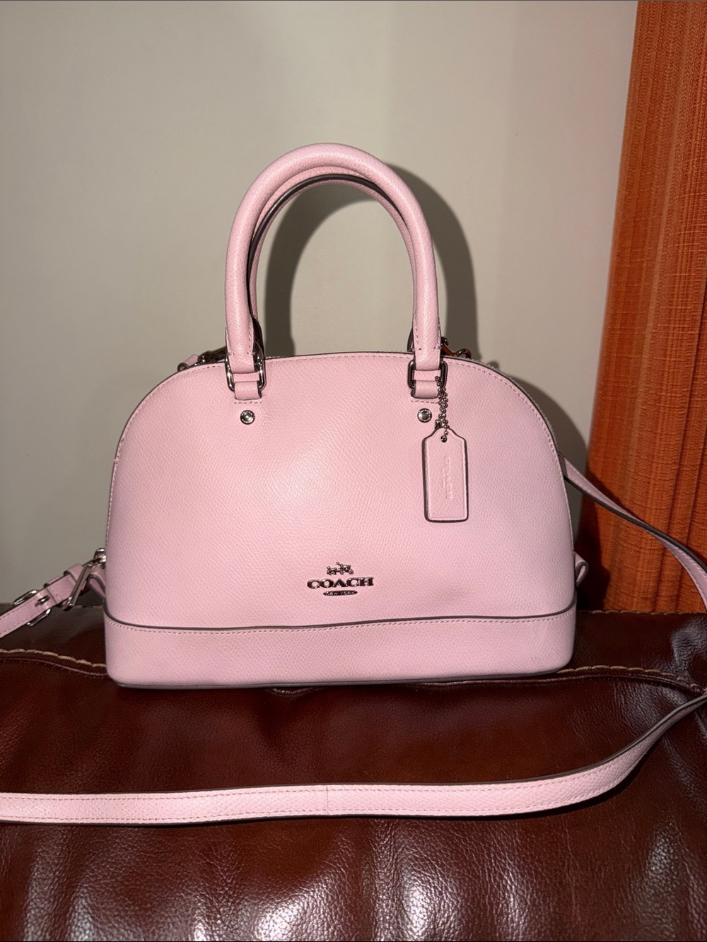 ‼️Coach Mini Sierra Pink Leather Satchel Crossbody Bag